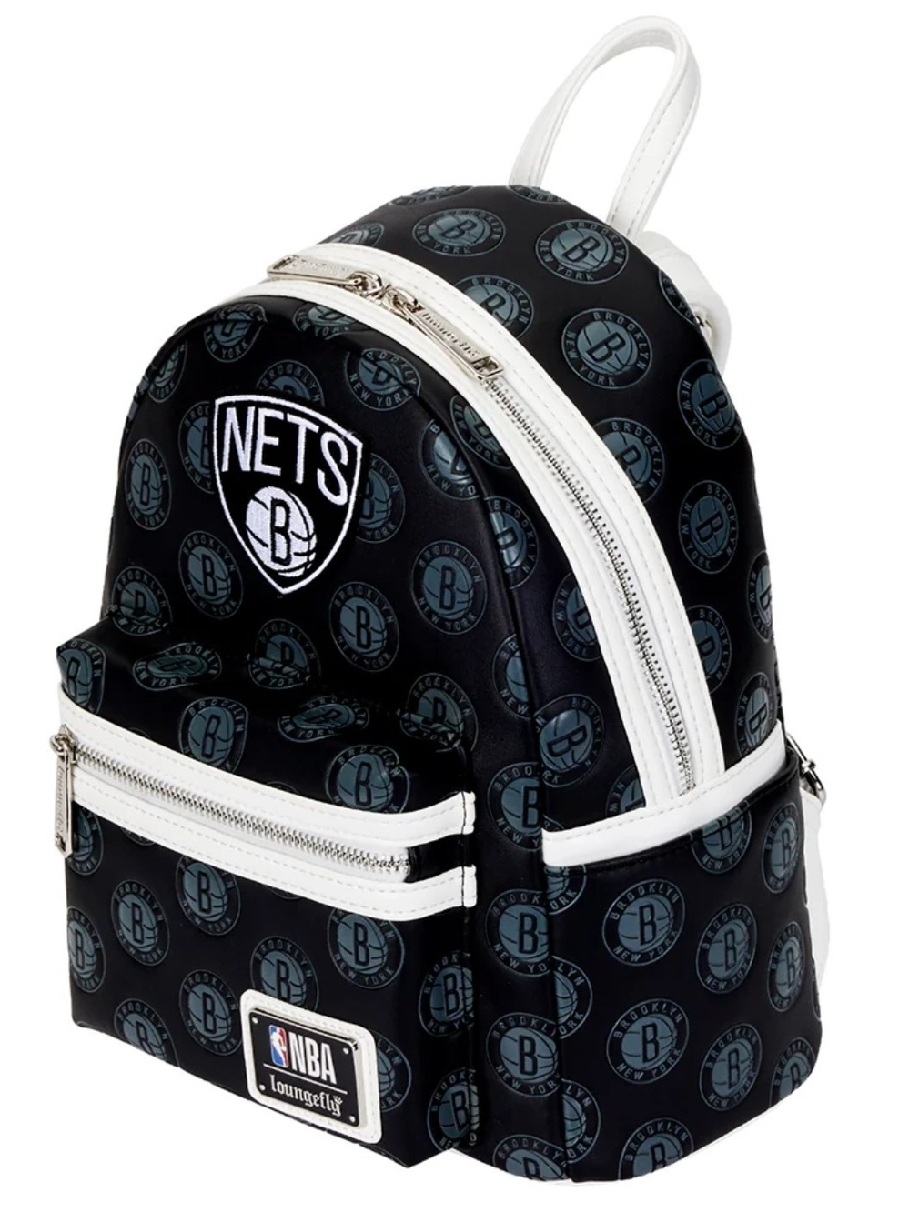 Loungefly Brooklyn Nets Black and White Mini Backpack
